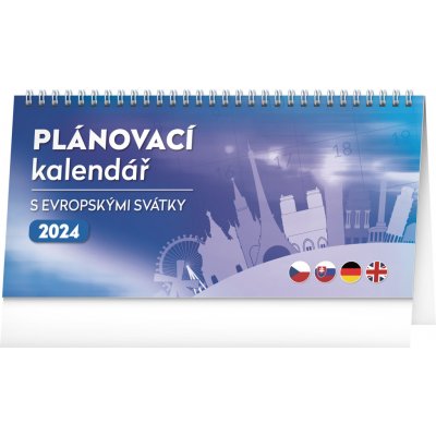 Stolní Plánovací s evropskými svátky 25 × 12,5 cm 2024 – Zboží Mobilmania