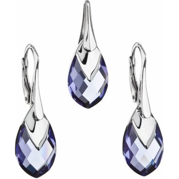 Evolution Group sada šperků s krystaly Swarovski náušnice a přívěsek fialová slza 39169.4 tanzanite