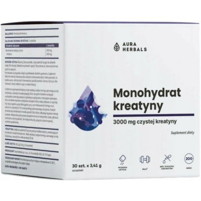 Aura Herbals Kreatin monohydrát 3000 mg 30 sáčků – Hledejceny.cz