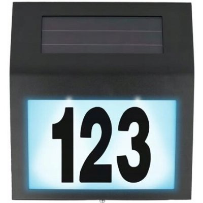 Solární LED zahradní nástěnné svítidlo černé s podsvícením čísla domu IP44 DPM – Hledejceny.cz