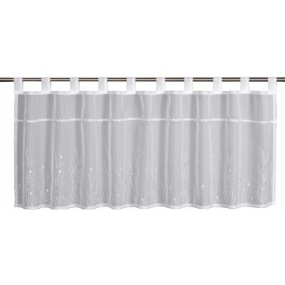 Sehlbach Vitrážová záclona s poutky, vyšívané větve, bílá, 135 x 45 cm – Zboží Mobilmania