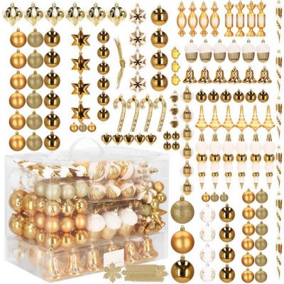 SPRINGOS Maxi 155 dílná sada vánočních ozdob zlatá – Zboží Mobilmania