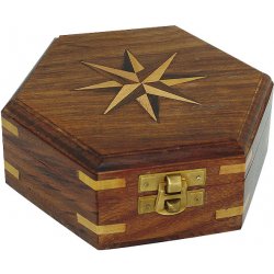 SEA CLUB Dřevěná truhla - box s větrnou růžicí 13,5 cm 9360