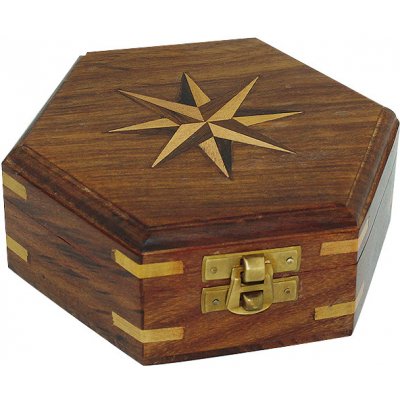 SEA CLUB Dřevěná truhla - box s větrnou růžicí 13,5 cm 9360 – Zboží Mobilmania