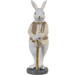 Dekorace králík v béžové košili se zlatou holí 5*5*15 cm – Hledejceny.cz