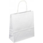 Taška papírová 19 x 8 x 21 cm, kroucené ucho, bílá – Zboží Dáma