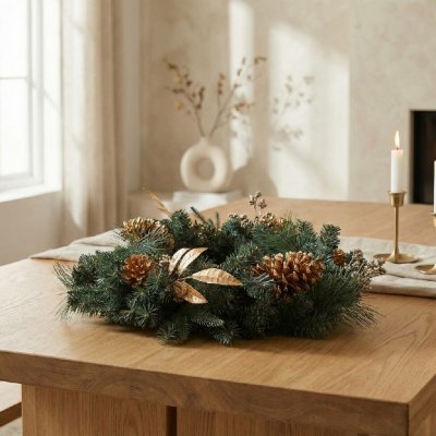 Home Styling Collection Vánoční věnec, zlaté zdobení, 60 x 13 cm zelená – Sleviste.cz