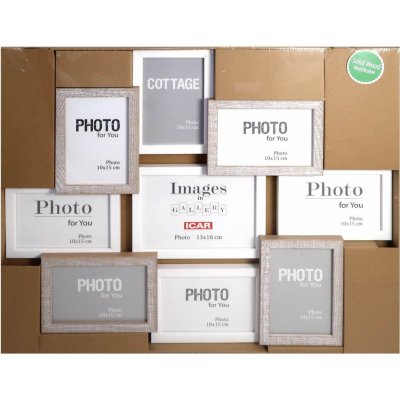 Dřevěný Rám Galerie 9x foto MULTI COTTAGE 91 bílo šedá 5908225183162 – Zboží Živě