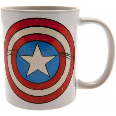 CurePink Bílý keramický hrnek Marvel Captain America Shield Štít 315 ml