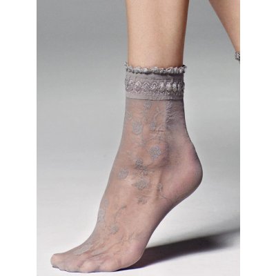 Veneziana silonkové ponožky s krajkou galena grafitová Černé