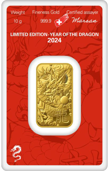 Argor-Heraeus zlatý slitek Year of The Dragon 2024 10 g