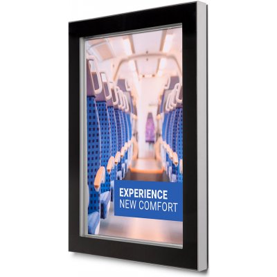 A-Z Reklama CZ Venkovní uzamykatelná plakátová vitrína Premium Slim s černým rámem na plakát formátu A2 – Sleviste.cz