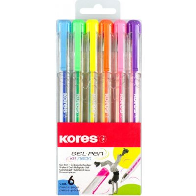 Kores K11 Pen Neon sada 6 neonových barev modrá zelená oranžová žlutá růžová fialová)