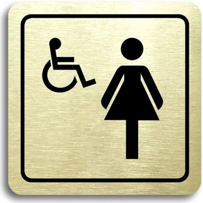 Accept Piktogram "WC ženy, invalidé" (80 × 80 mm) (zlatá tabulka - černý tisk) – Zboží Mobilmania