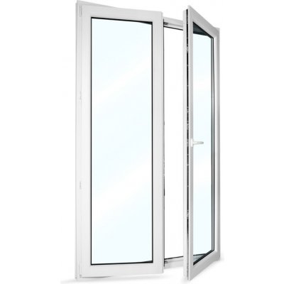 SkladOken.cz balkonové dveře dvoukřídlé se štulpem 128 x 208 cm, bílé, PRAVÉ – Zboží Mobilmania