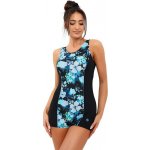 Dámské plavky s nohavičkou Kréta II modré květy – Zboží Mobilmania