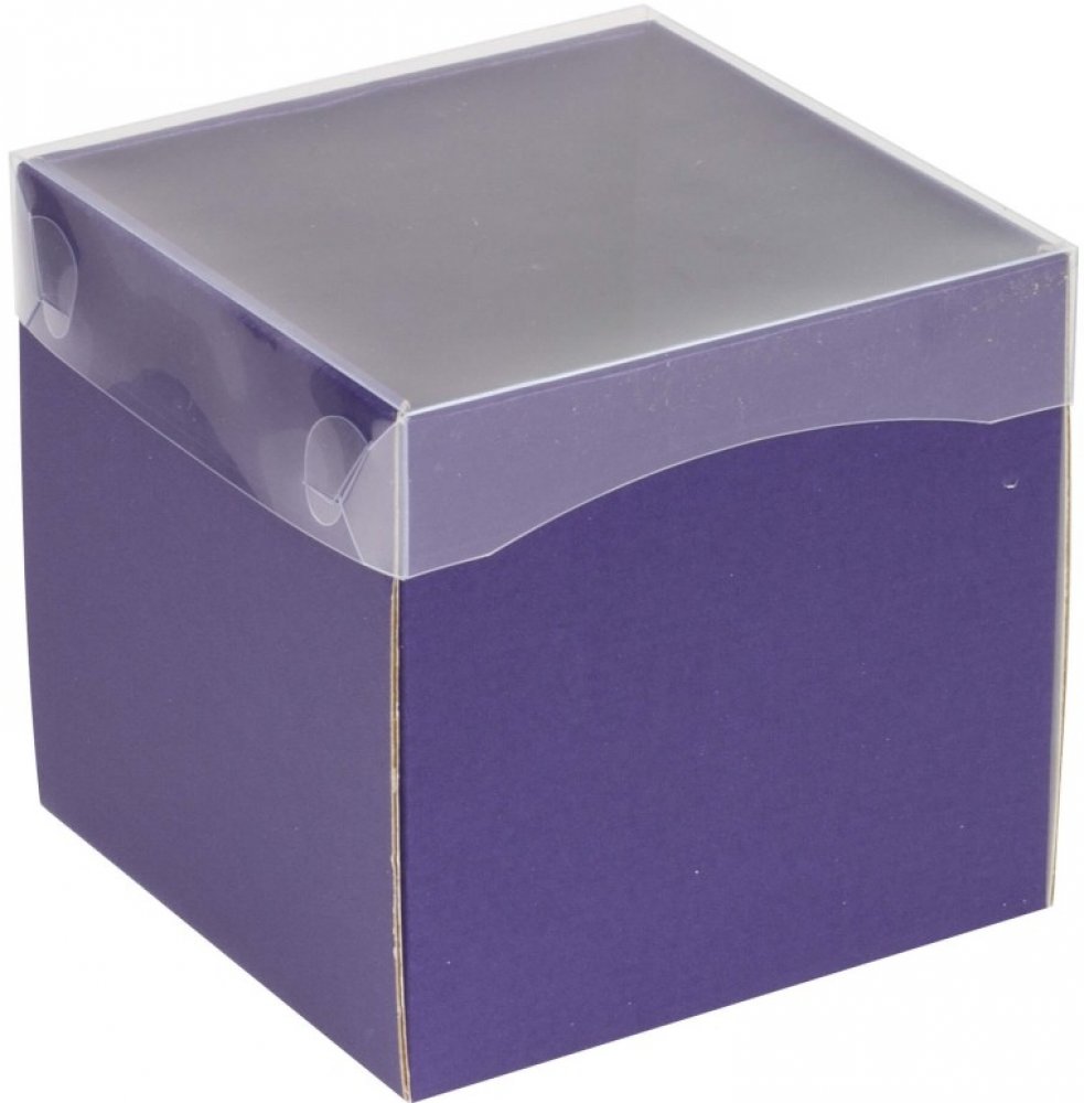 Dárková krabička s průhledným víkem 150x150x150/35 mm, fialová – Zboží Živě