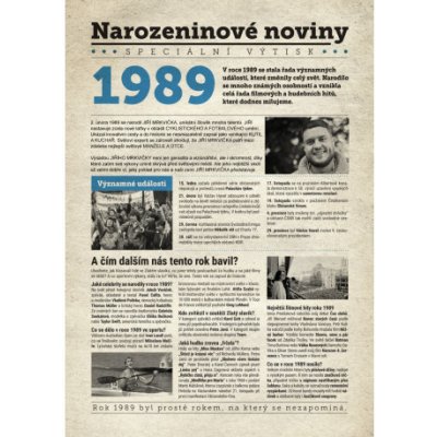 Narozeninové noviny 1989 s vlastním textem a fotografií S textem – Hledejceny.cz