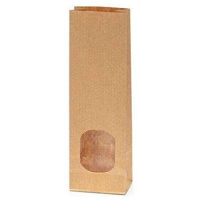 Sáček KD | KRAFT hnědý s okénkem obsah 250g ( 80 + 50 x 250 mm ) – Sleviste.cz