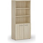 Primo Kombinovaná kancelářská skříň WOOD, dveře na 2 patra, 1781 x 800 x 420 mm, dub přírodní – Zboží Mobilmania