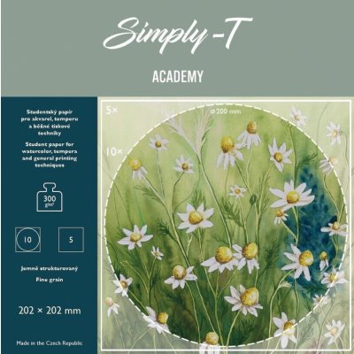 Simply-T Skicák pro akvarel v lepené vazbě 20,2 x 20,2 cm FG 300g, 15 listů – Sleviste.cz