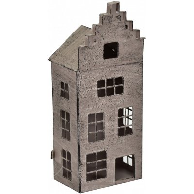 Lepaso Kovový svícen domek šedý 33x13x9 cm – Zboží Mobilmania