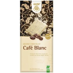 Gepa BIO bílá čokoláda s instantní kávou. 100 g