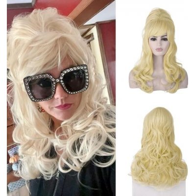 Dámská paruka Morticia Beehive Vintage | Dlouhá kudrnatá updo viktoriánská fembot paruka s vtipným – Zboží Mobilmania