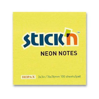 ACTIVA Bloček samolepící Stick in žlutý neon 76 x 76 mm 100 listů