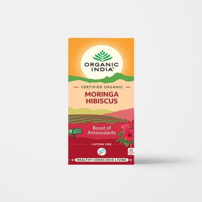 Organic India BIO porcovaný bylinný čaj moringa s ibiškem 25 x 2 g