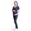 Těhotenské a kojící tričko Be MaaMaa těhotenské kojící triko s kapucí krátký rukáv jeans
