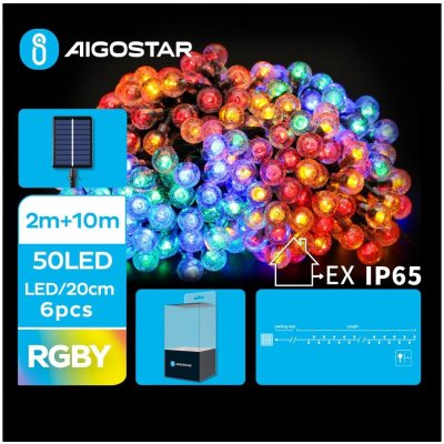 Aigostar LED Solární dekorační řetěz 50xLED 8 funkcí 12m IP65 multicolor | AI0431 – Hledejceny.cz