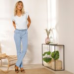 Blancheporte Rovné džíny s pružným pasem sepraná modré – Sleviste.cz