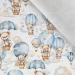 Bavlna premium NELA modrý medvídek v balonu – Zboží Dáma