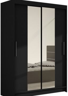 Kapol Miami II 120 cm s dvojitým zrcadlem a posuvnými dveřmi Matná černá