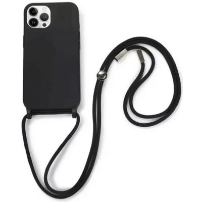 Pouzdro SES Gumové ochranné se šňůrkou na krk Apple iPhone 15 Pro Max - černé