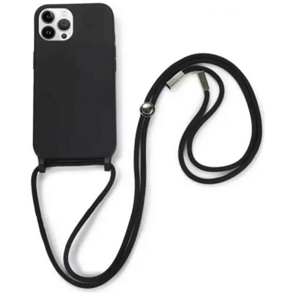Pouzdro a kryt na mobilní telefon Pouzdro SES Gumové ochranné se šňůrkou na krk Apple iPhone 15 Pro Max - černé