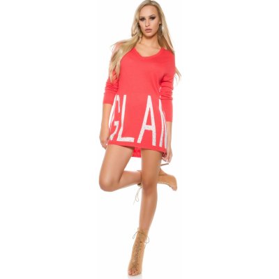 Koucla oversized v-sweater "GLAM" CORAL – Hledejceny.cz