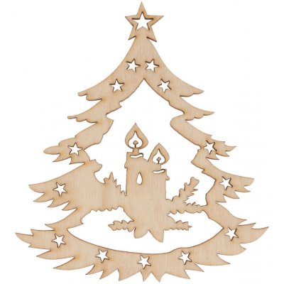 Dřevotéka Dřevěná Vánoční dekorace stromeček a svíčky – Sleviste.cz