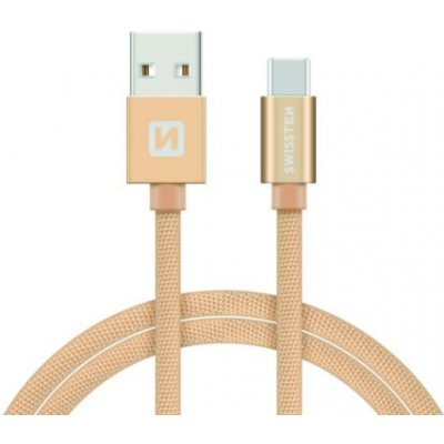 Swissten 71521204 USB 2.0 typ A na C, USB 2.0, zástrčka A - zástrčka C, opletený, 1,2m, zlatý – Zboží Mobilmania