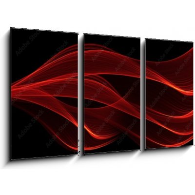 Obraz 3D třídílný - 90 x 50 cm - red glow energy wave. lighting effect abstract background with c červená zářivá energetická vlna. světelný efekt abstraktní pozadí s c – Zboží Mobilmania