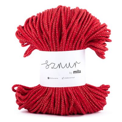Bavlněná šňůra MILA GLITTER 5mm - Červená zlatá/PG113 – Zboží Dáma