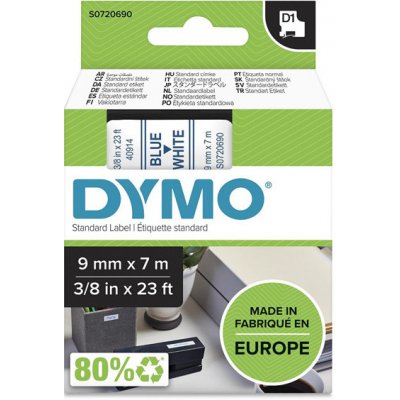 Dymo S0720690 - páska do tiskárny štítků D1, 9 mm x 7 m, modrá na bílé – Zboží Mobilmania