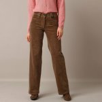 Široké manšestrové kalhoty hnědošedá – Zboží Dáma