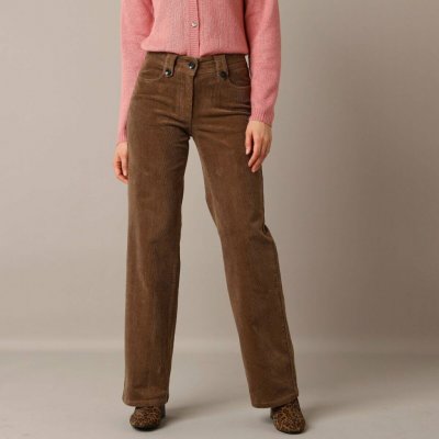 Široké manšestrové kalhoty hnědošedá – Zboží Dáma