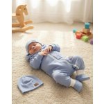 Kojenecký teplákový overal čepička capáčky Brumlík modrá – Zboží Dáma