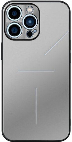 Pouzdro R-Just hliníkové ochranné s ochranou čoček fotoaparátu iPhone 13 Pro Max - stříbrné