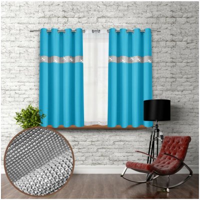 Mondo Italia Závěs na kroužcích se zirkóny 140x160 cm tyrkysově modrý Tyrkysová 140x160 cm – Hledejceny.cz