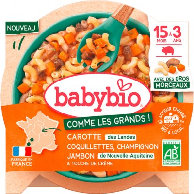 BABYBIO Těstoviny coquillettes s mrkví, žampiony, šunkou 200 g – Sleviste.cz