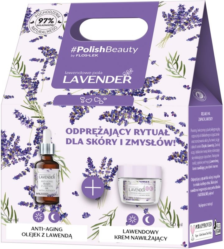 FlosLek Laboratorium Lavender intenzivní hydratační krém s levandulí 50 ml + vyživující pleťový olej s revitalizačním účinkem 30 ml dárková sada
